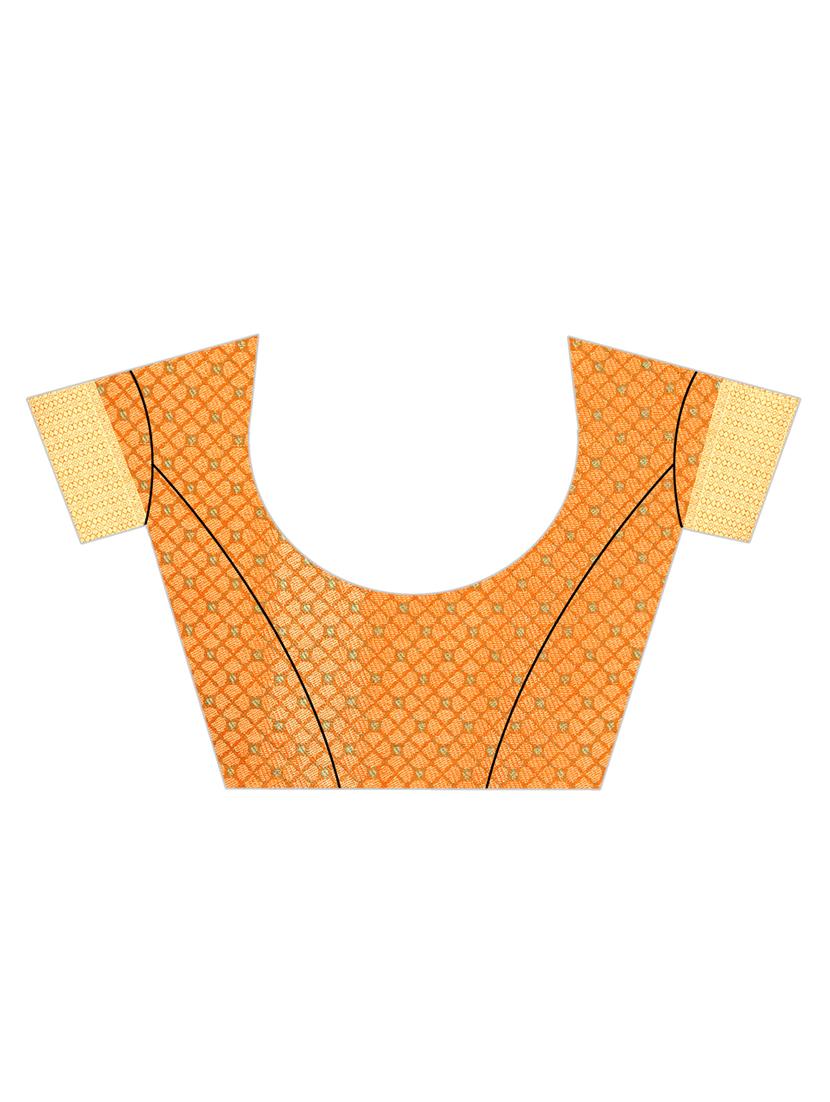 orange bandhani kanjivaram saree with blouse - 18385474 - Standard Image - 2