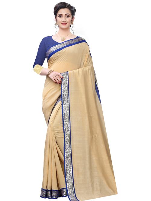 women's bordered royal blue colored saree with blouse - 18385505 - Standard Image - 0