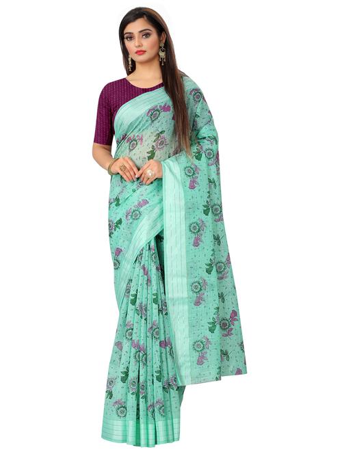 women's self design sea green colored saree with blouse - 18385556 - Standard Image - 0
