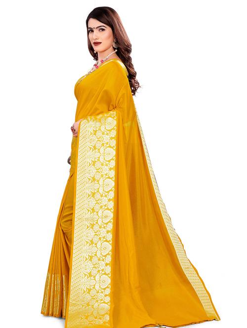 yellow art silk saree with blouse - 18385680 - Standard Image - 0