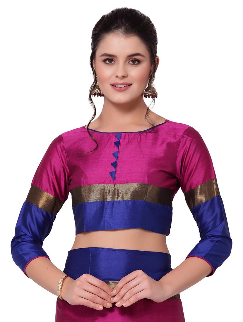 pink cotton silk embroidered saree with blouse - 18385747 - Standard Image - 2