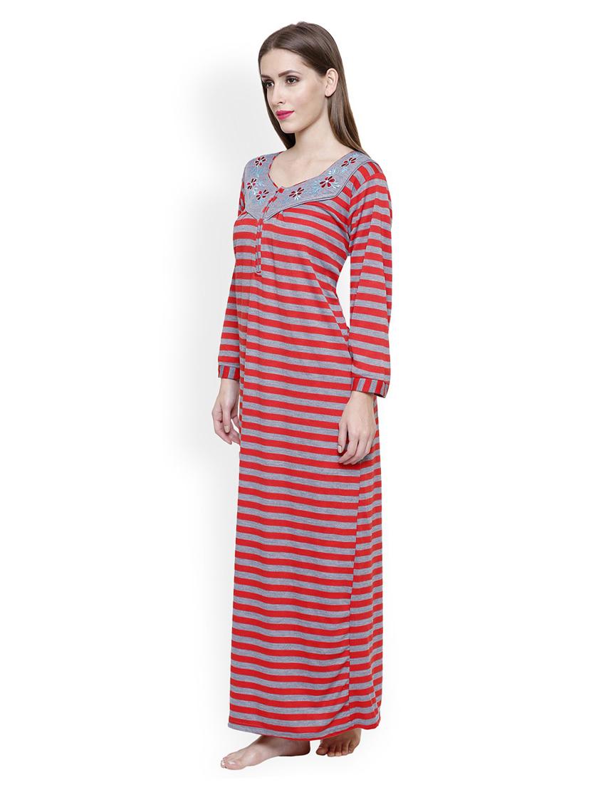 long sleeved printed nighty - 18385873 - Standard Image - 2