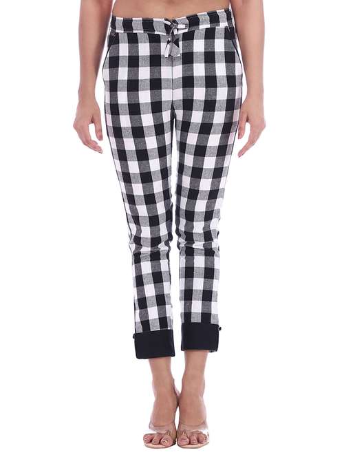 women mid rise checkered cigarette pant - 18386087 -  Standard Image - 0