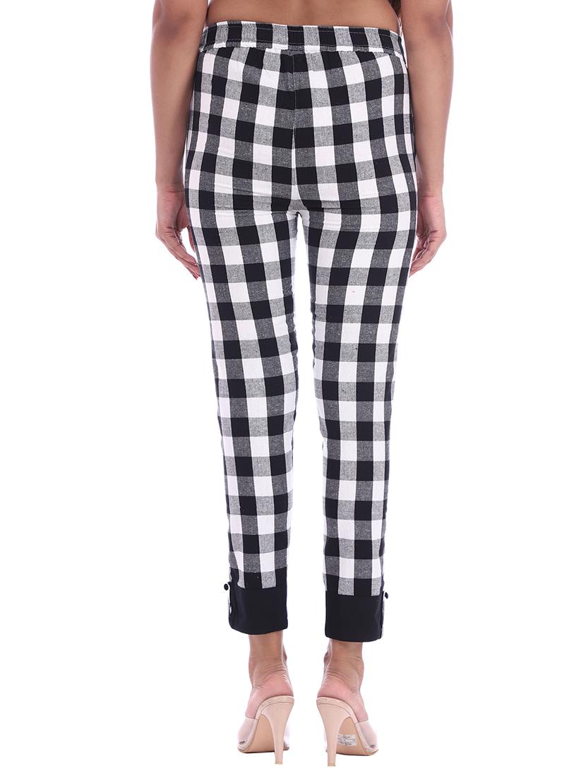 women mid rise checkered cigarette pant - 18386087 - Standard Image - 2