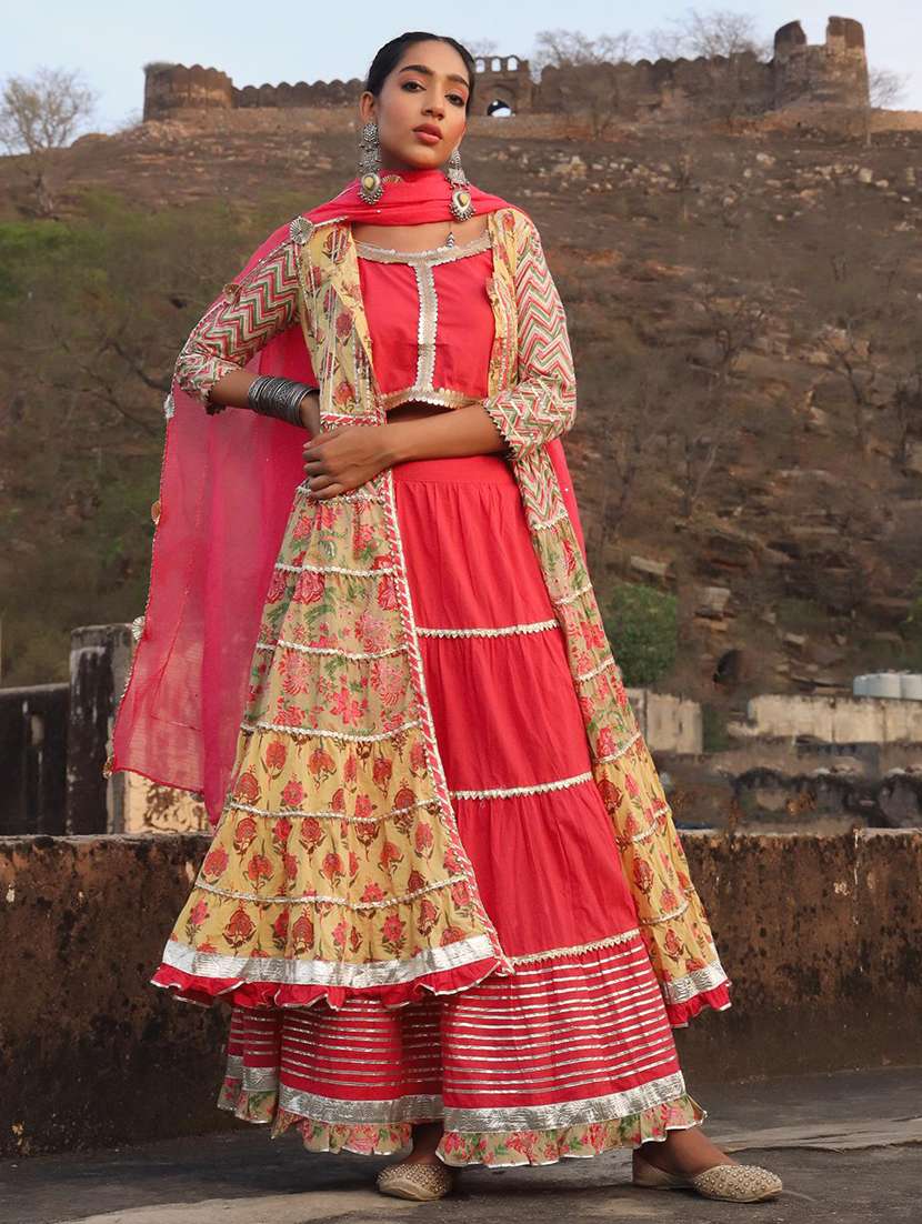 yellow cotton fusion  set