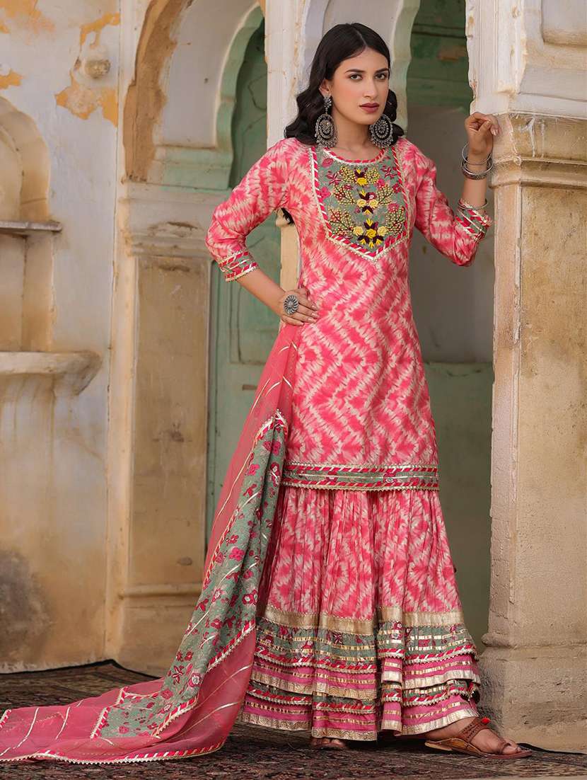 pink modal kurta sharara  set