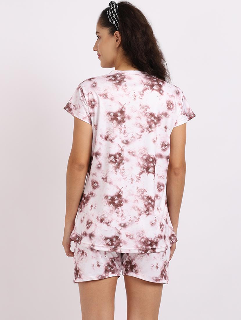 crew neck tie & dye nightwear shorts set - 18386238 - Standard Image - 2