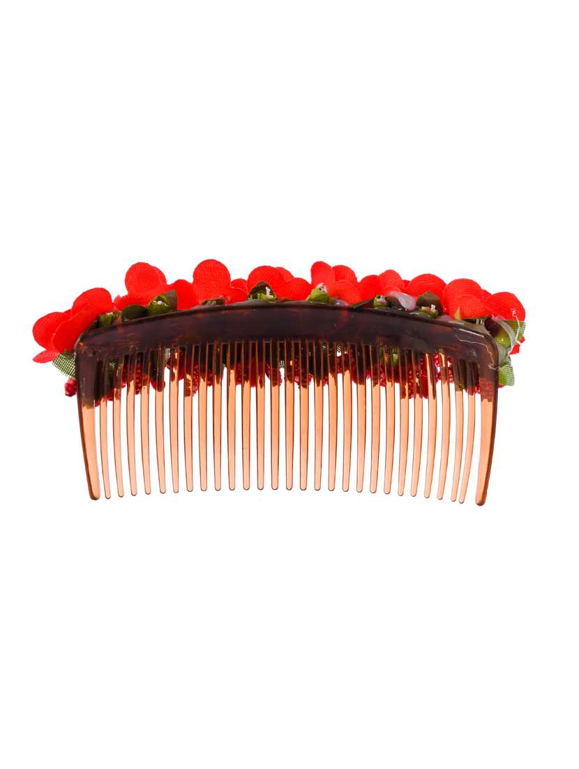 red floral handcrafed hair accessory - 18386342 -  Standard Image - 2