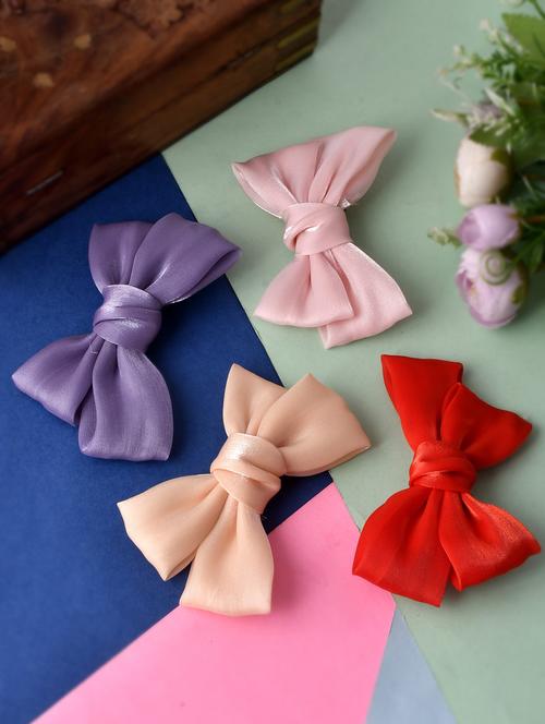 set of 4 multi colored bow alligator hair pin - 18386469 -  Standard Image - 0
