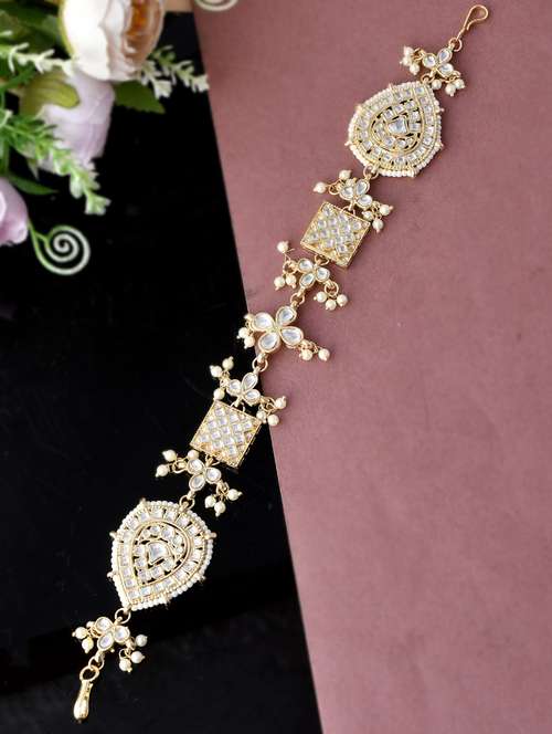 gold plated kundan maatha patti - 18386477 -  Standard Image - 0