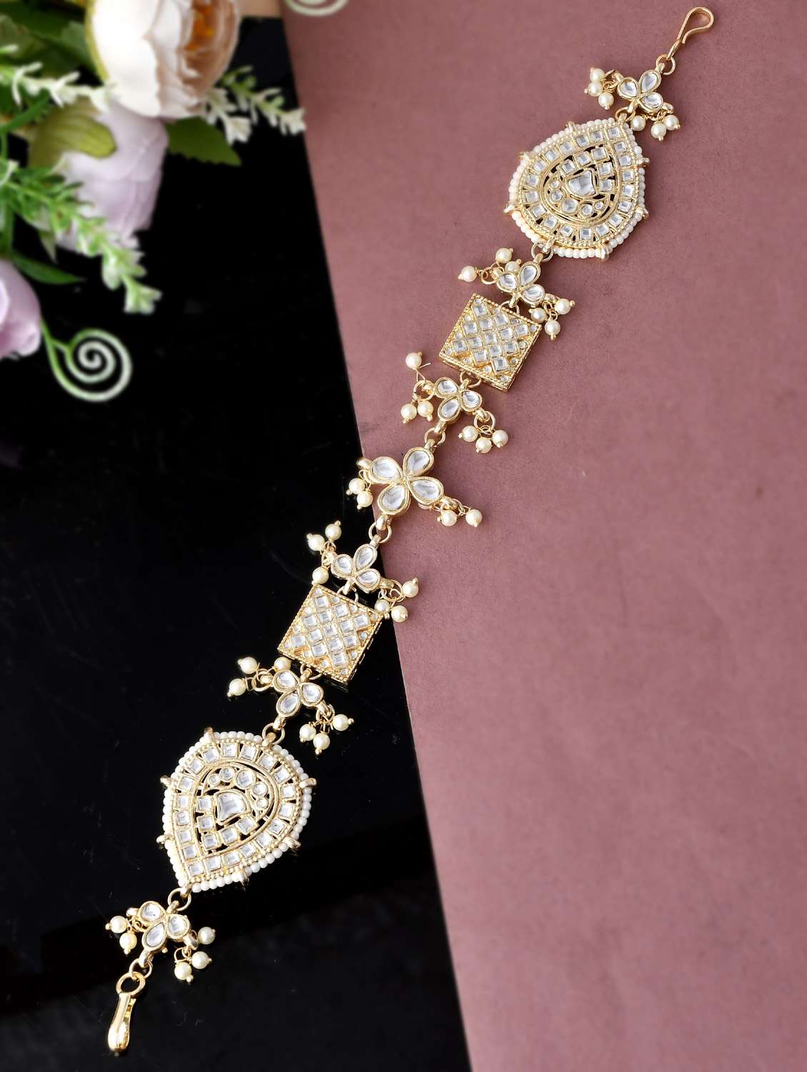 gold plated kundan maatha patti - 18386477 -  Zoom Image - 0