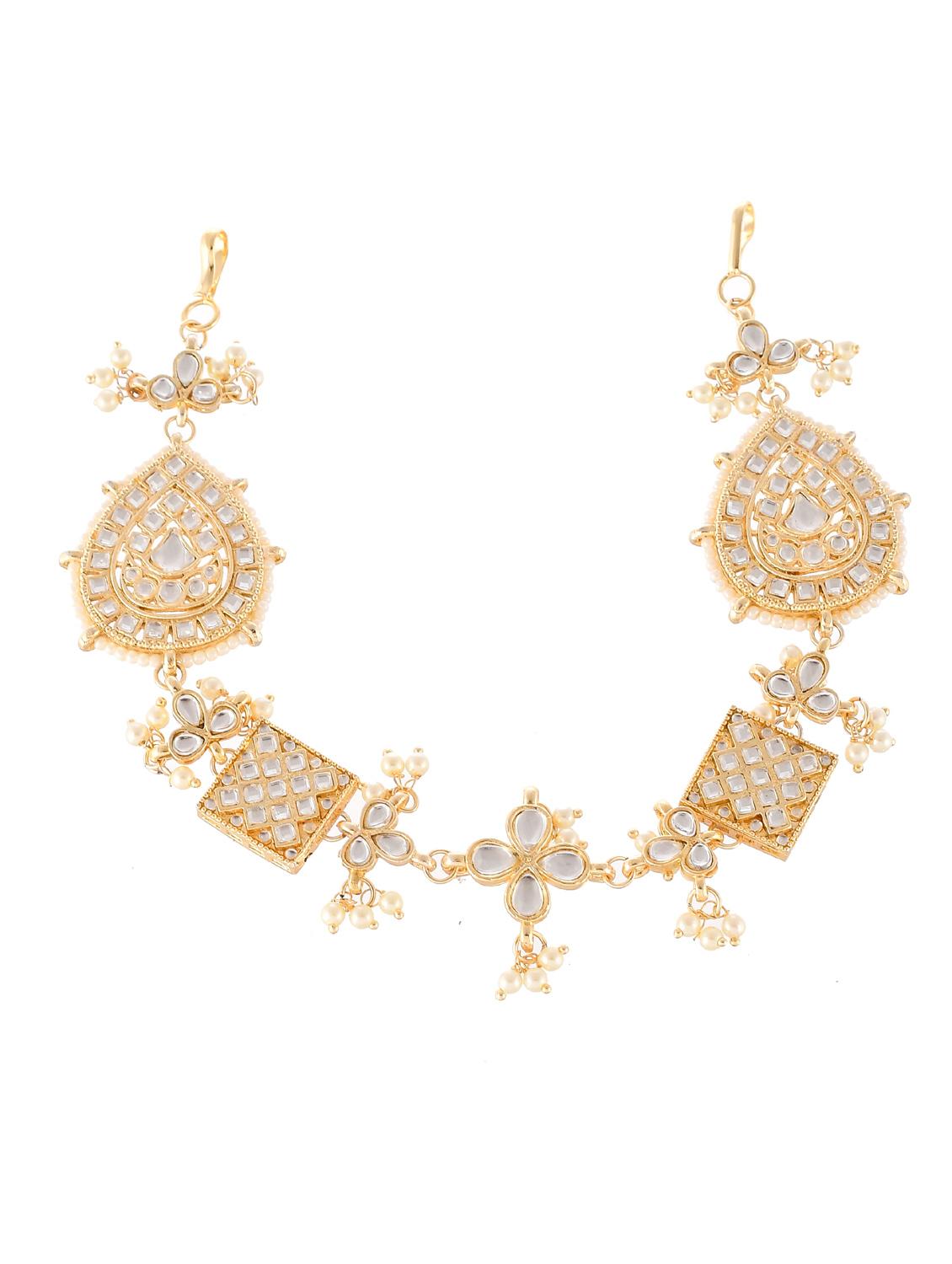 gold plated kundan maatha patti - 18386477 - Standard Image - 2