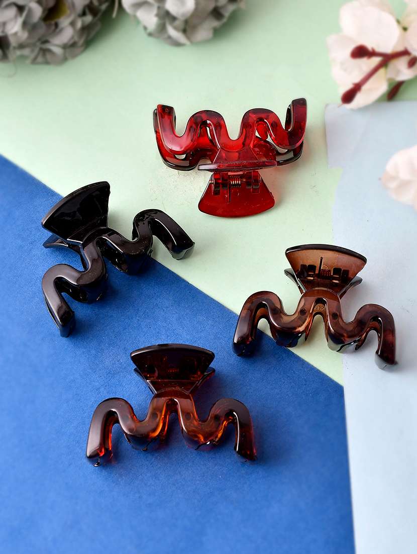 set of 4 multi colored hair claw clips