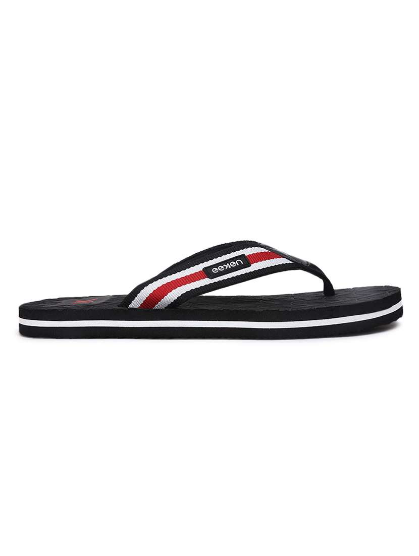 black rubber slip on flip flops - 18386891 -  Standard Image - 2