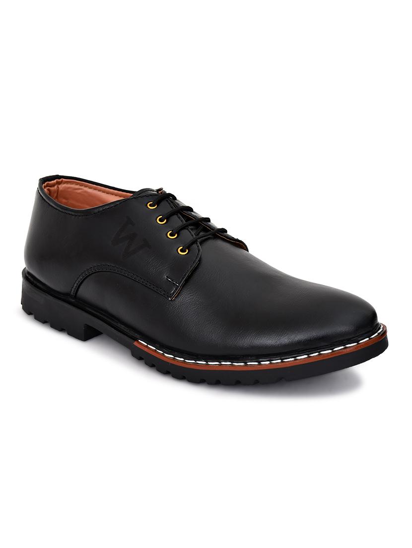 black faux leather laceup formal shoes - 18386898 - Zoom Image - 0