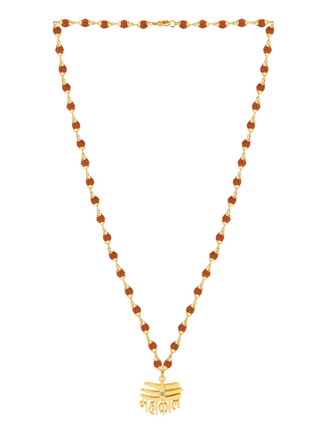 gold plated loard shiva mahakal locket with rudraksha mala - 18387054 -  Zoom Image - 0