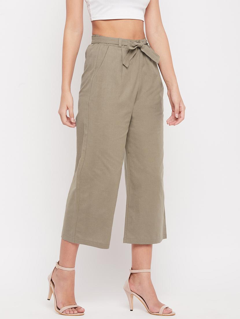 tie front solid pleated trouser - 18387068 - Standard Image - 2