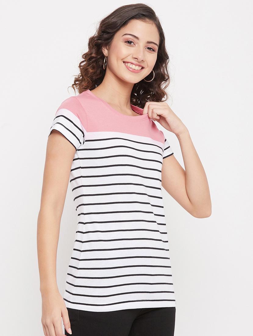 round neck striped regular tee - 18387073 - Standard Image - 2