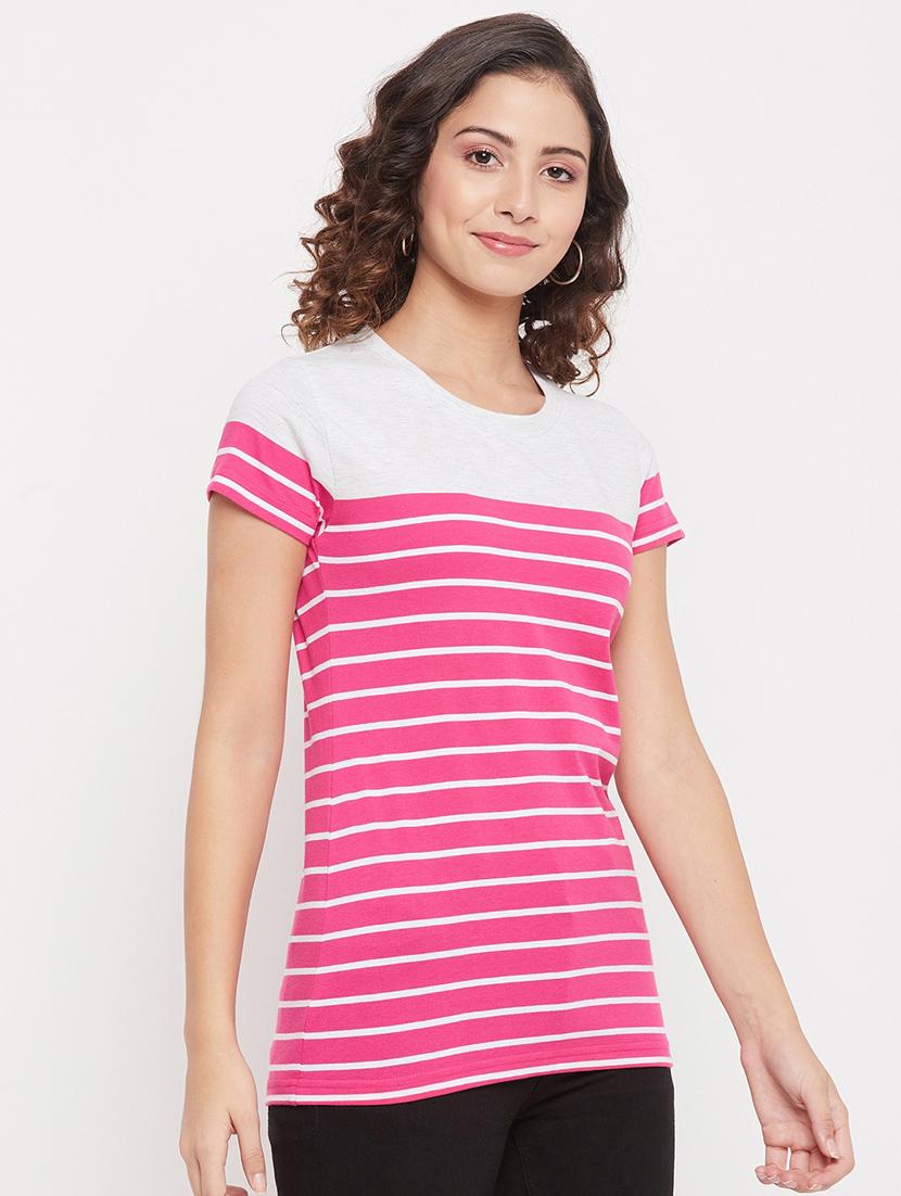round neck striped regular tee - 18387074 - Standard Image - 2