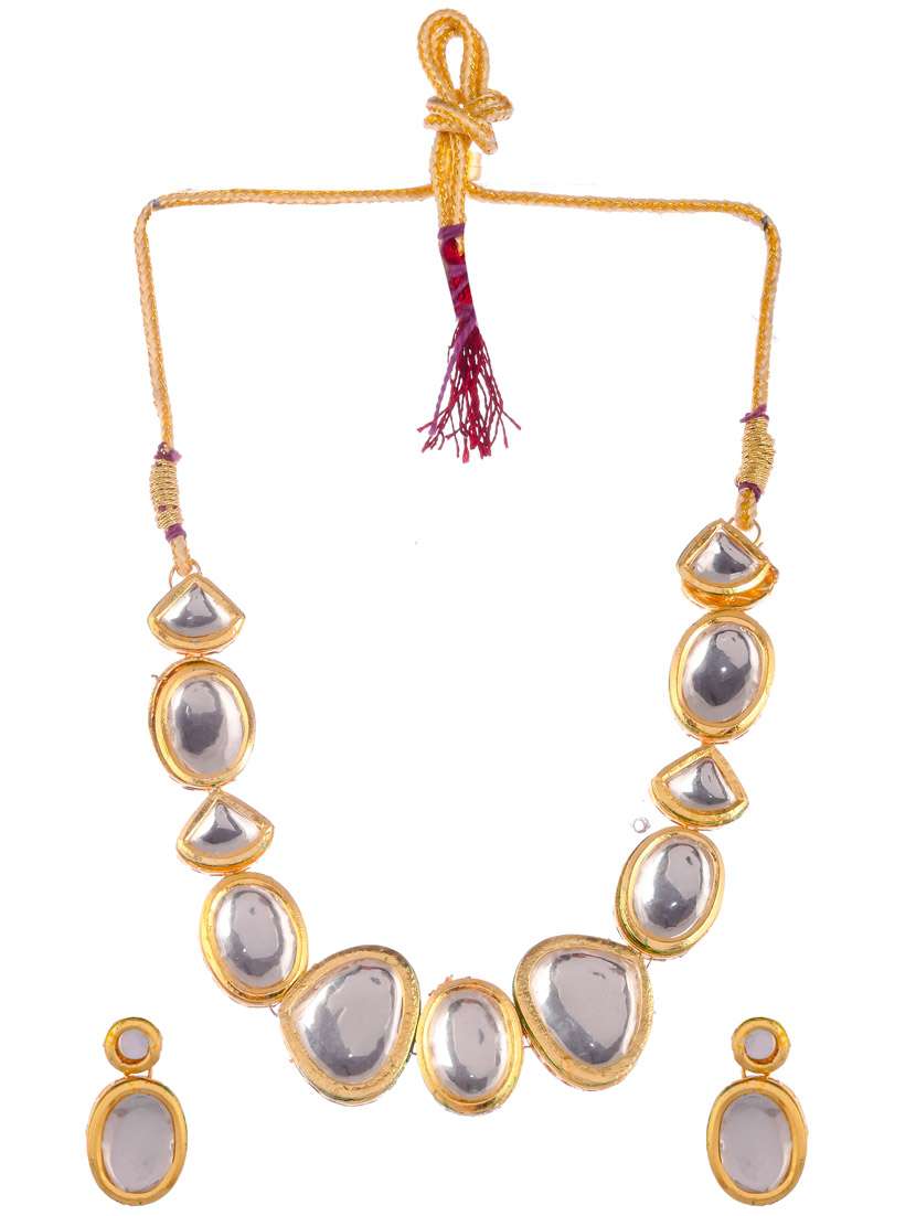 gold brass necklaces and earring