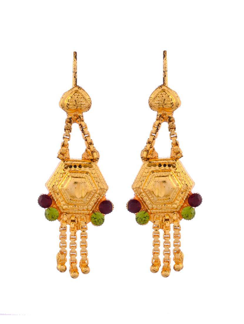 gold brass necklace earring and maang tikka set - 18387104 - Standard Image - 2