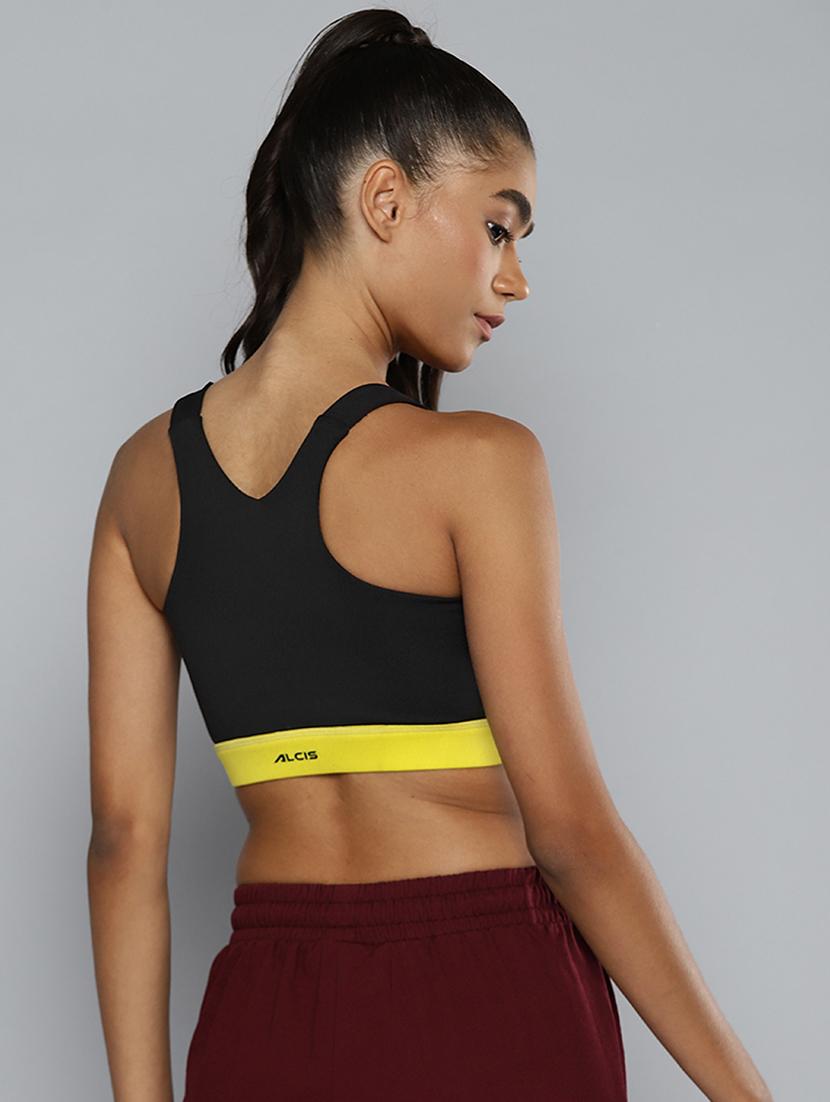 round neck solid sports bra - 18387661 - Standard Image - 2