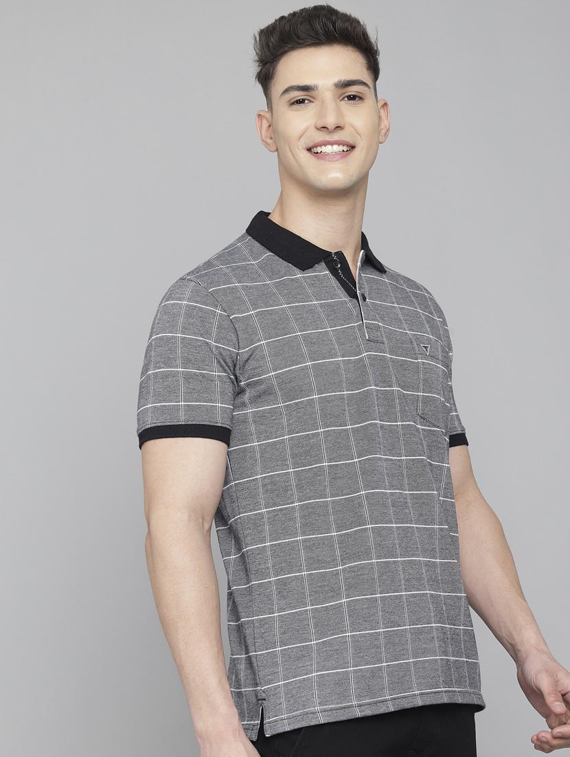 grey checkered polo t-shirt - 18388251 - Standard Image - 2