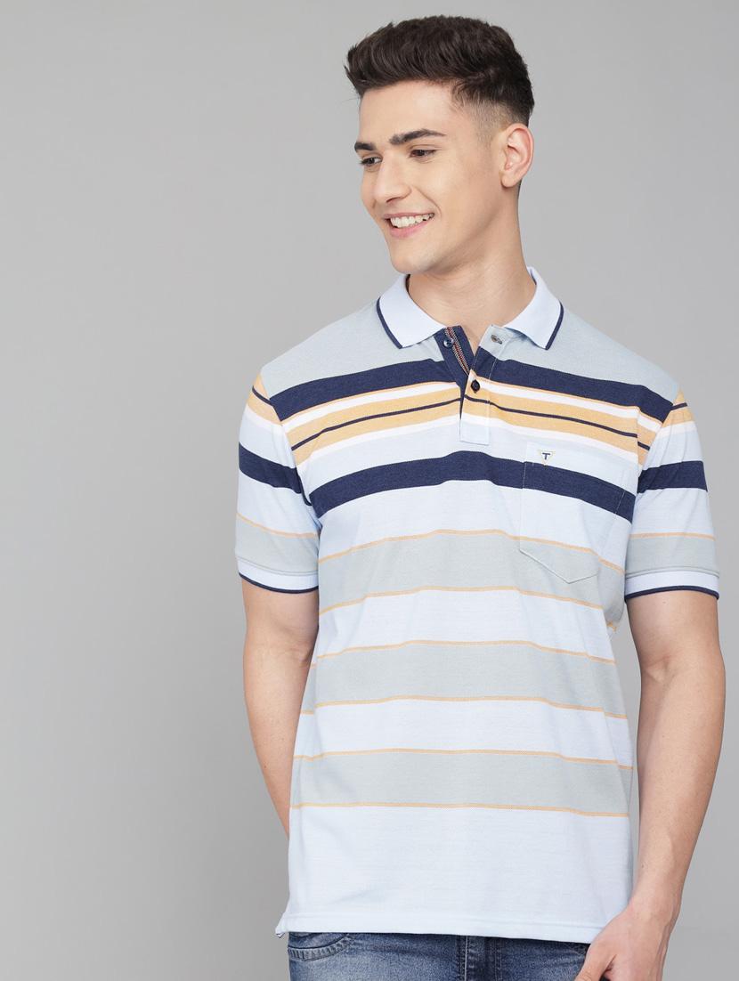 light-blue striped polo t-shirt - 18388254 - Standard Image - 2