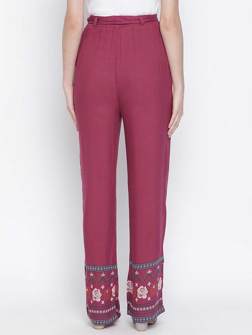 tie front printed hem flat front trouser - 18388376 -  Standard Image - 2