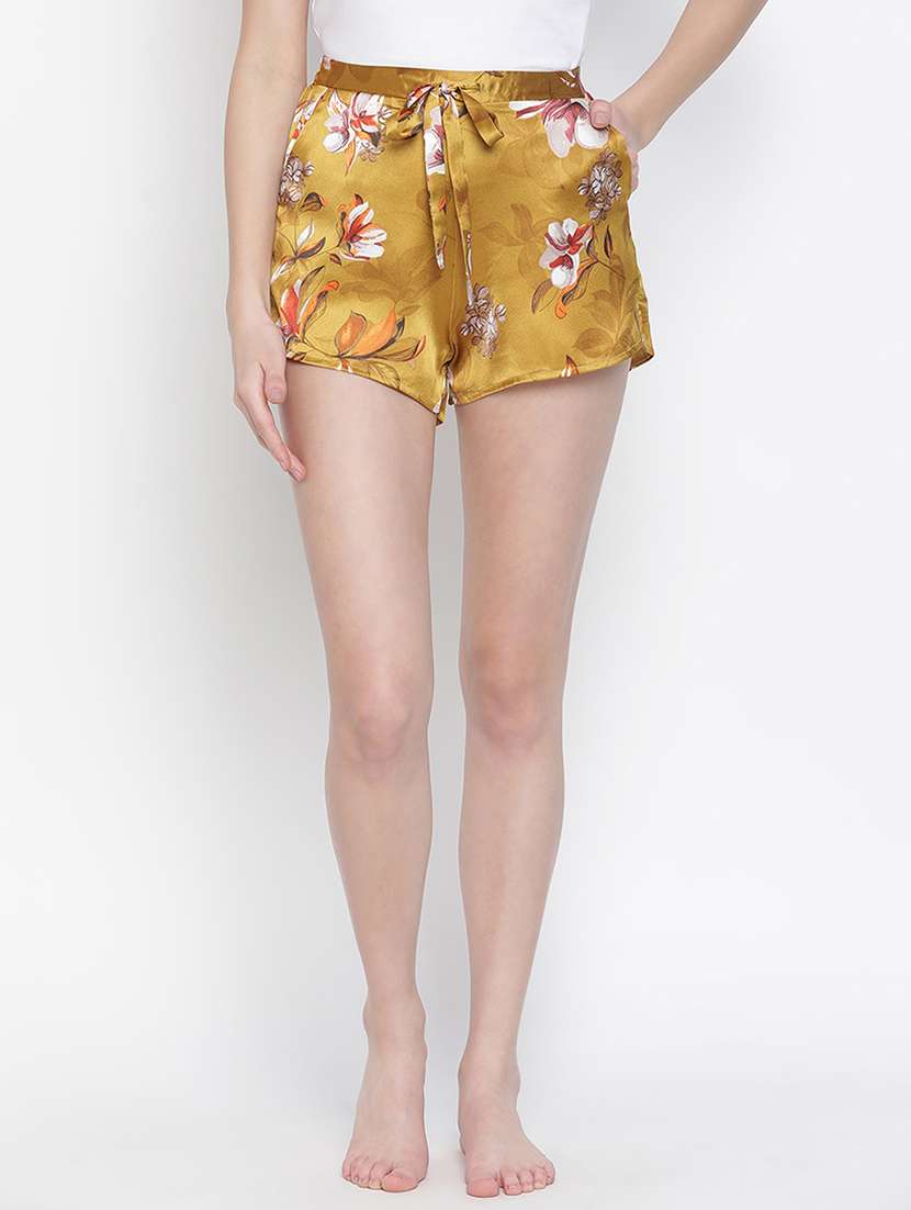 tie front floral short