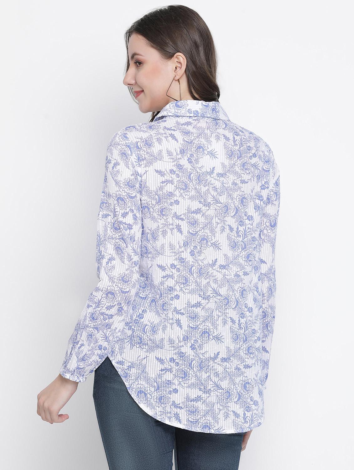 tie front floral asymmetric shirt - 18388417 - Standard Image - 2