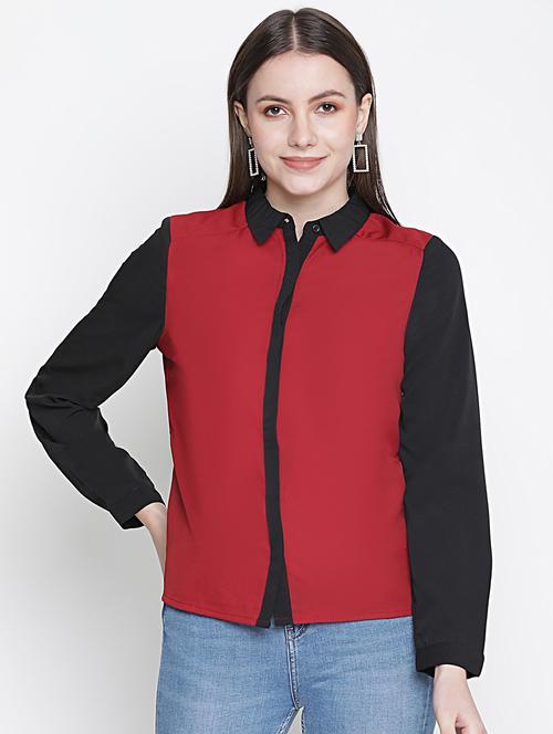 long sleeved color block shirt - 18388422 -  Standard Image - 0