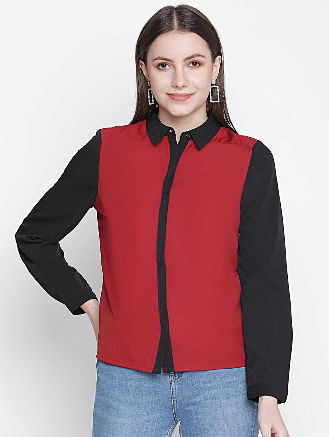long sleeved color block shirt - 18388422 -  Zoom Image - 0