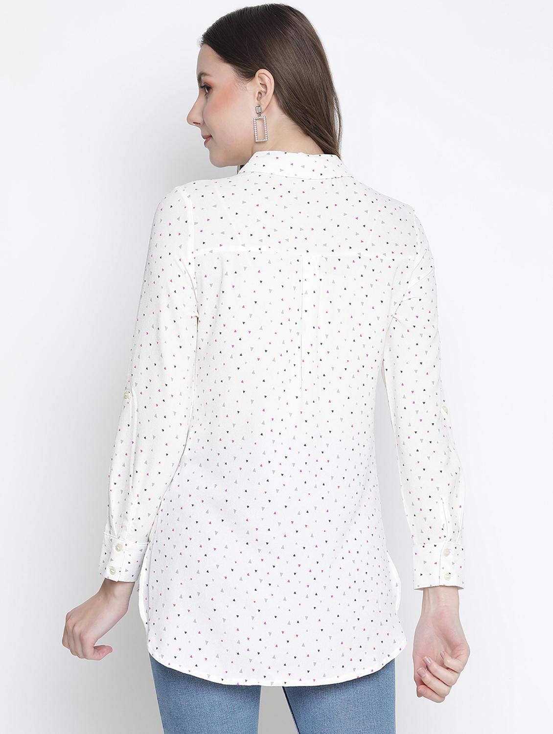 curved hem printed shirt - 18388423 - Standard Image - 2