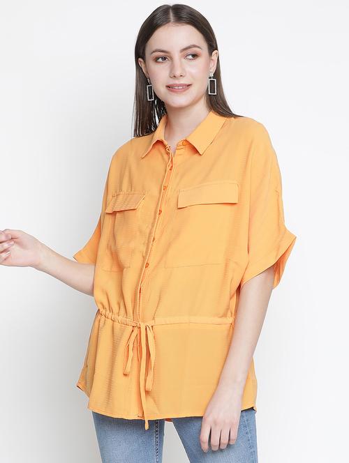 drawstring waist solid shirt - 18388426 - Standard Image - 0