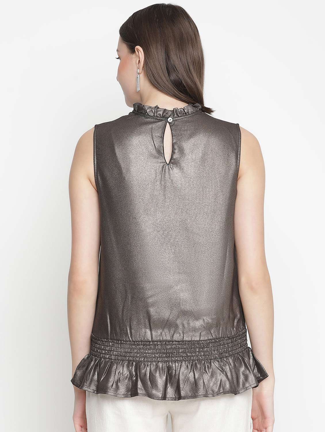 women's ruffle mock neck top - 18388456 -  Standard Image - 2