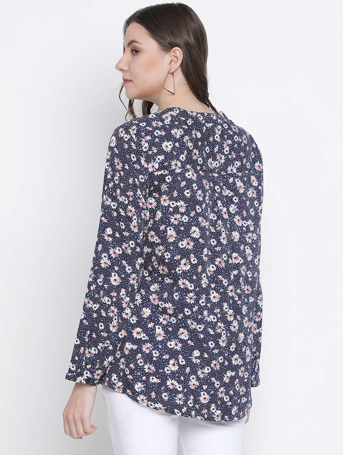 women's straight mandarin neck top - 18388475 -  Standard Image - 2