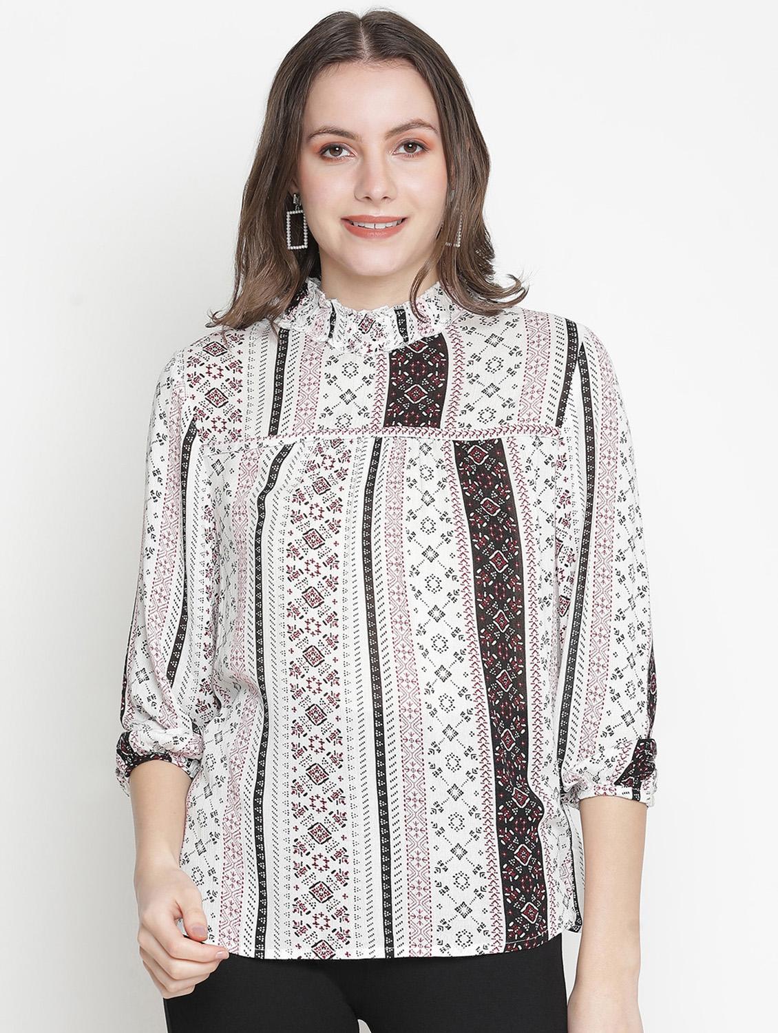 mock neck printed top  - 18388497 -  Zoom Image - 0