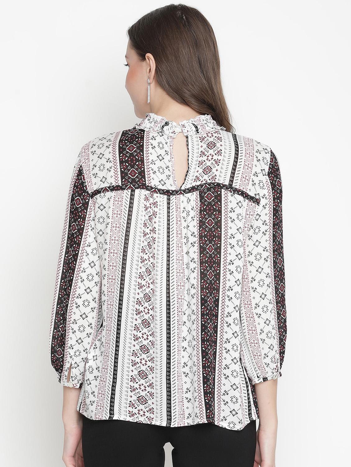 mock neck printed top - 18388497 - Standard Image - 2