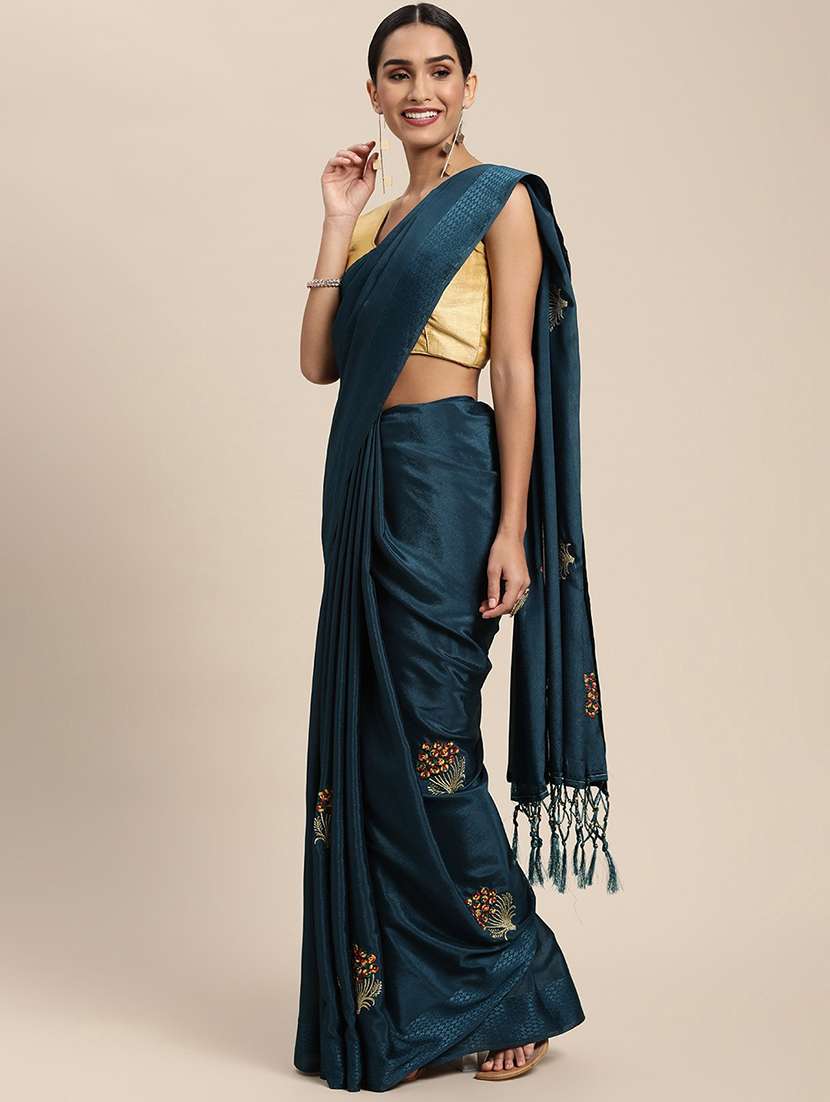 floral embroidered saree with blouse