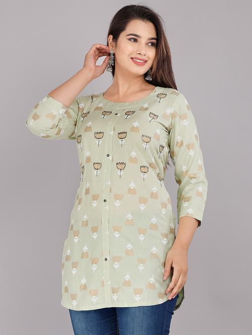 green embellished straight kurti - 18388776 -  Standard Image - 0