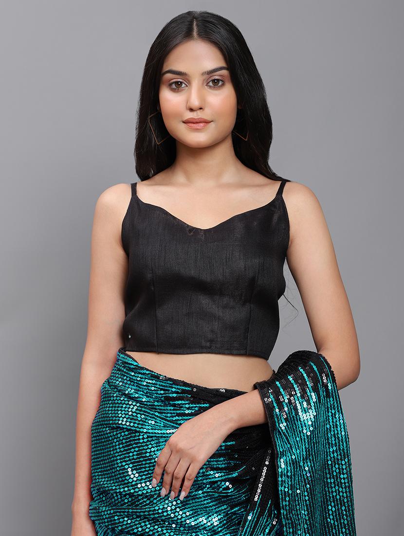 turquoise georgette embroidered saree with blouse - 18389064 - Standard Image - 2