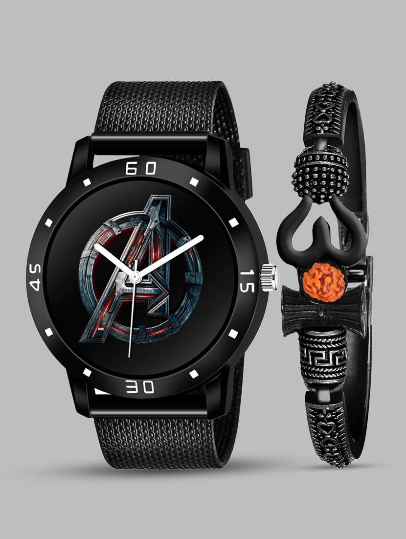 black mahadev bracelet watch combo 