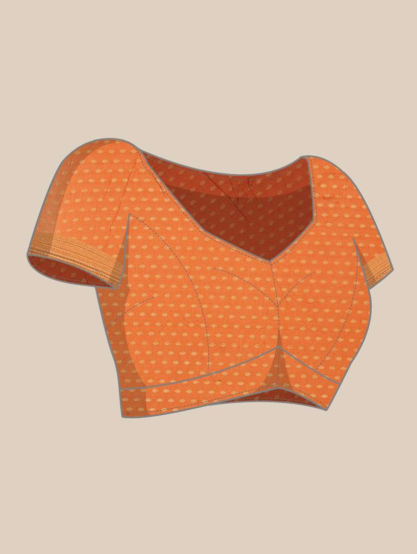 peach cotton silk plain saree - 18389409 -  Standard Image - 2