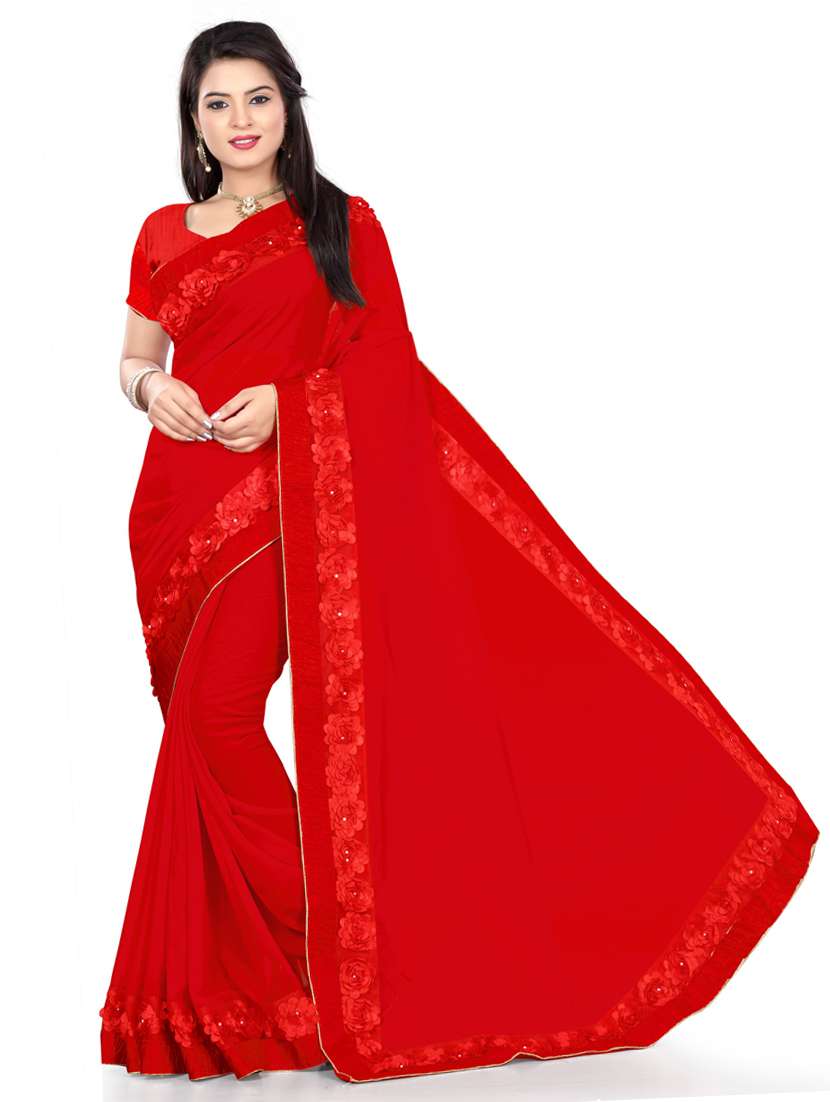 women's embroidered saree with blouse