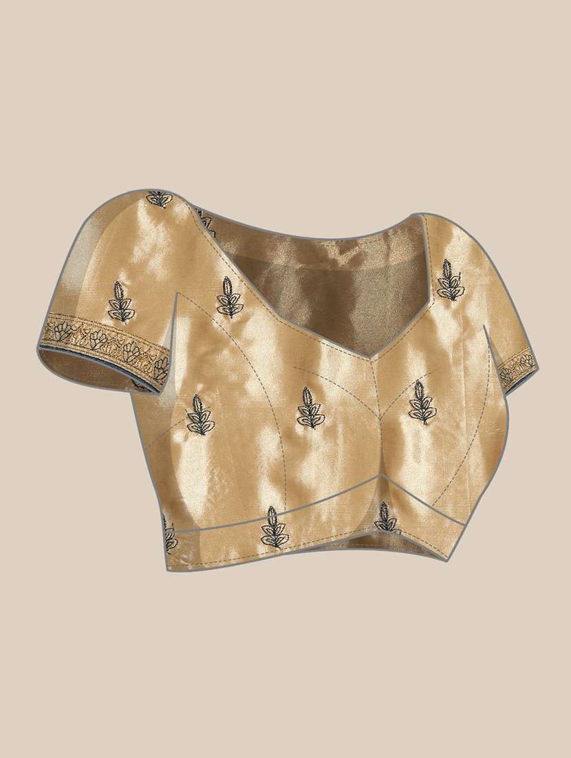 navy chiffon embroidered saree with blouse - 18389599 -  Standard Image - 2