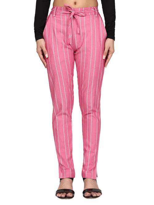 women mid rise striped cigarette pant - 18389612 -  Standard Image - 0