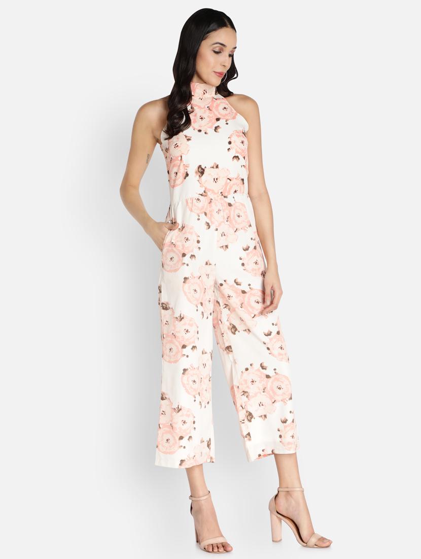 halter neck floral full leg jumpsuit - 18389903 -  Standard Image - 2