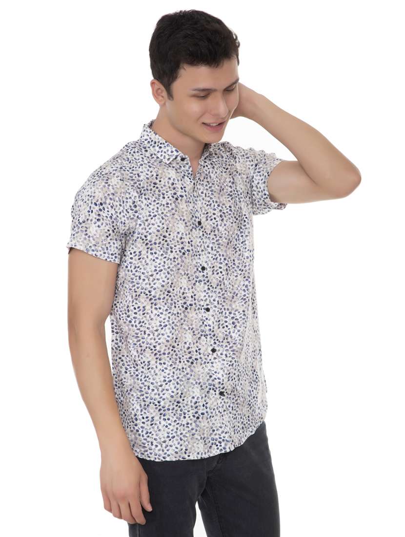 white printed casual shirt - 18389918 -  Standard Image - 2