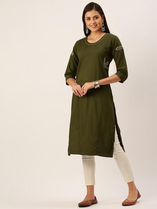 women's straight kurta - 18390201 - Standard Image - 0